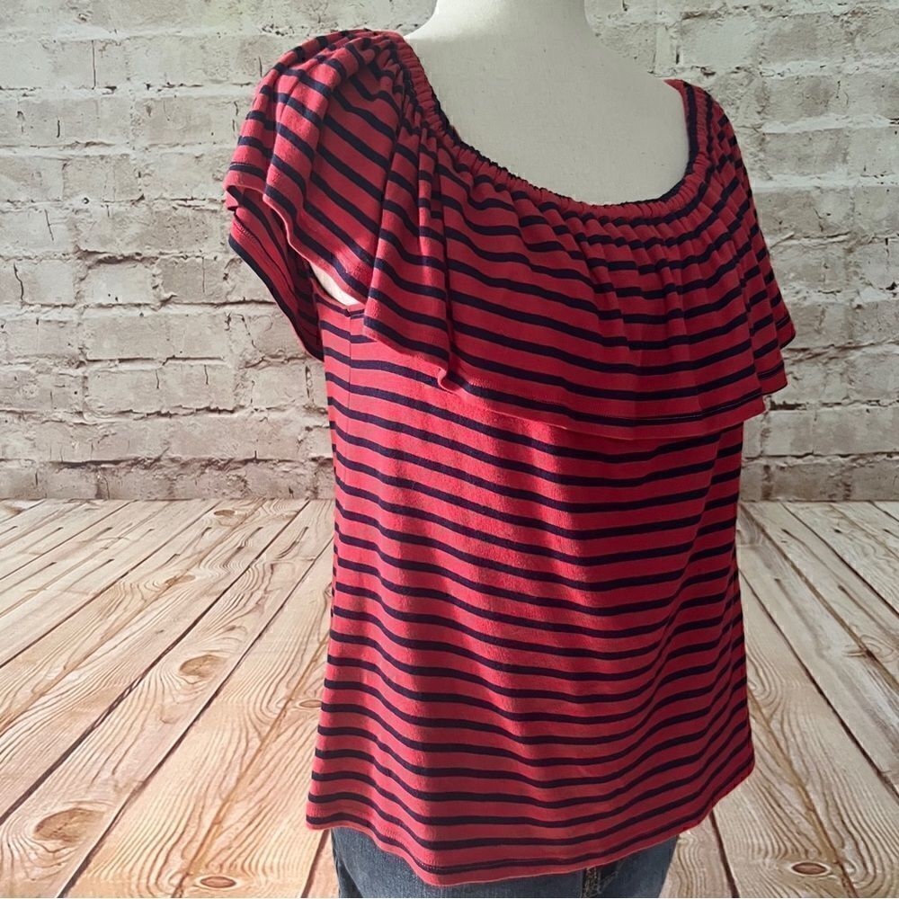 Splendid striped ruffle knit top
